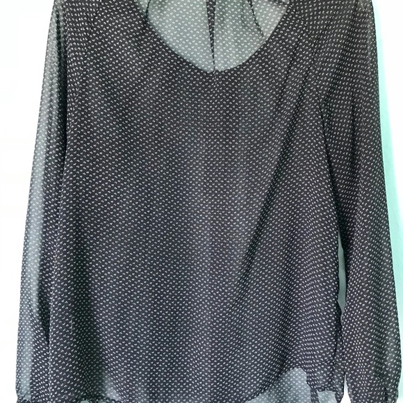 Navy & White Print Blouse Size Medium - Picture 2 of 4